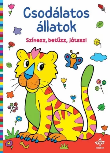Csodálatos állatok – Színezz, betűzz, játssz! kifestő borítója (Csengőkert)